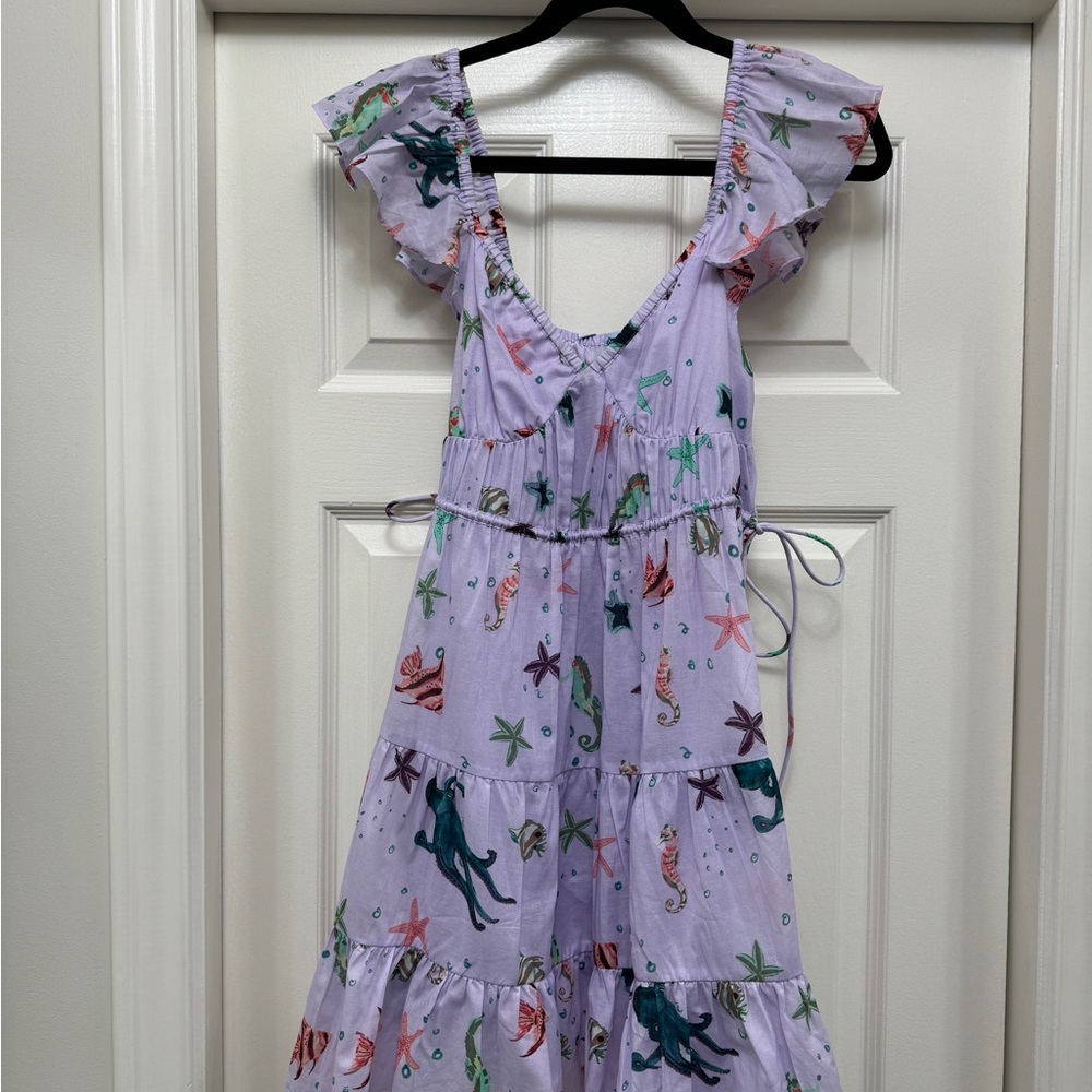 NWT Hill House Lucia Sea Creatures Dress in Lavender and Coral - Picture 2 of 5